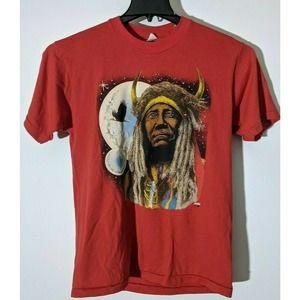 Vintage Single Stitch Native American Indian Red T-Shirt Eagle Moon Size Large